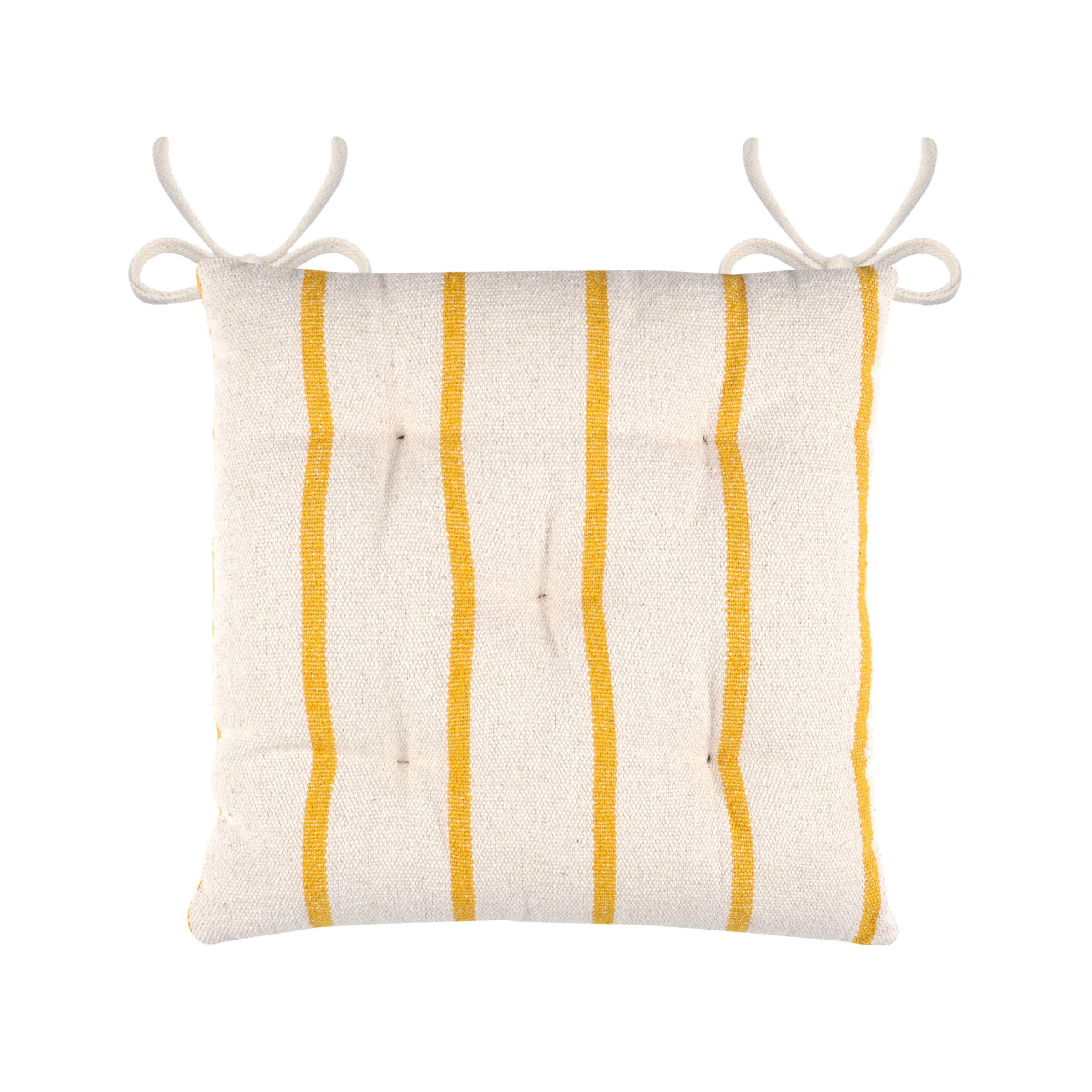 Coussin de chaise extérieur toile de coton (40 x 40 cm) Ocealys Jaune moutarde