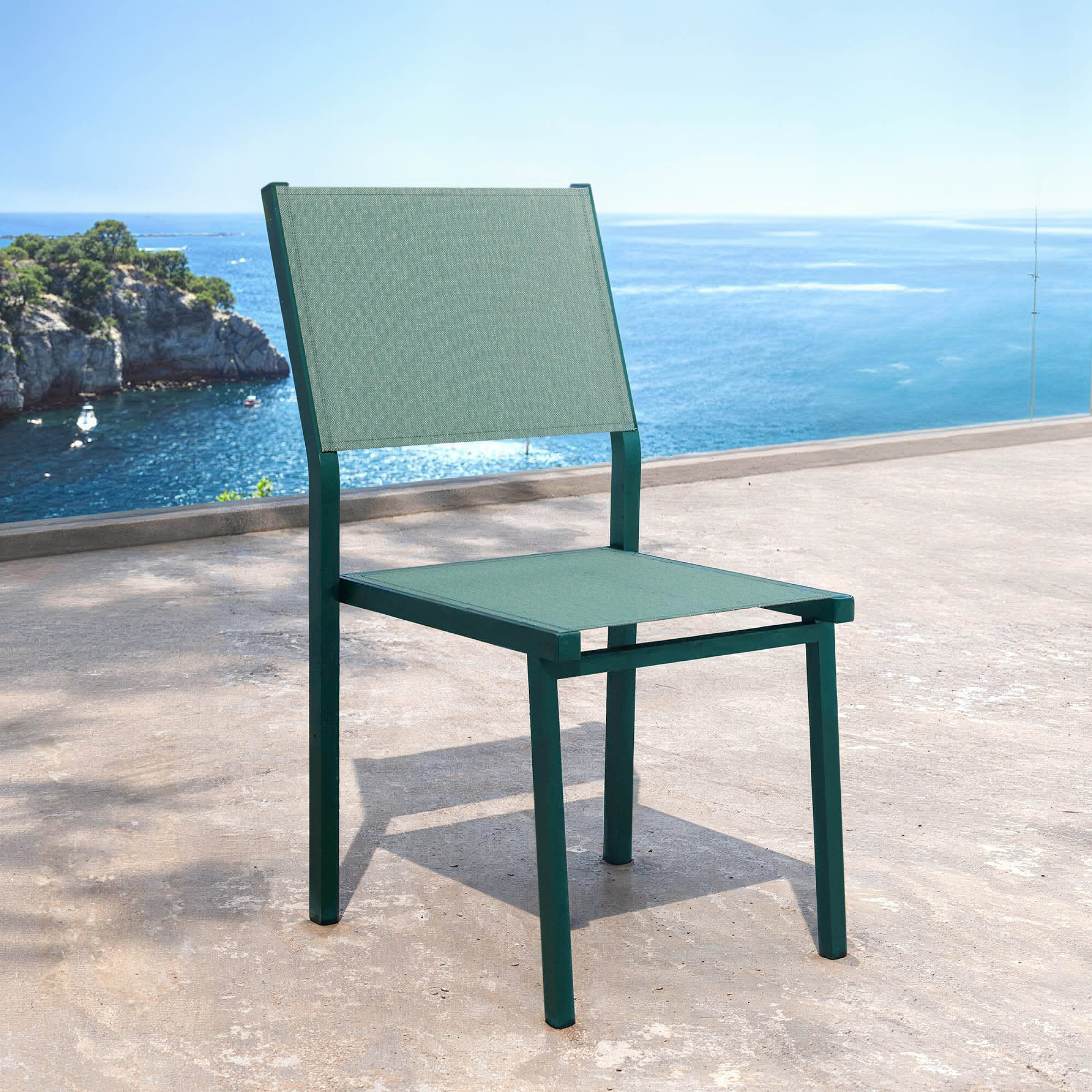 Chaise de jardin aluminium empilable Murano Bleu pétrole