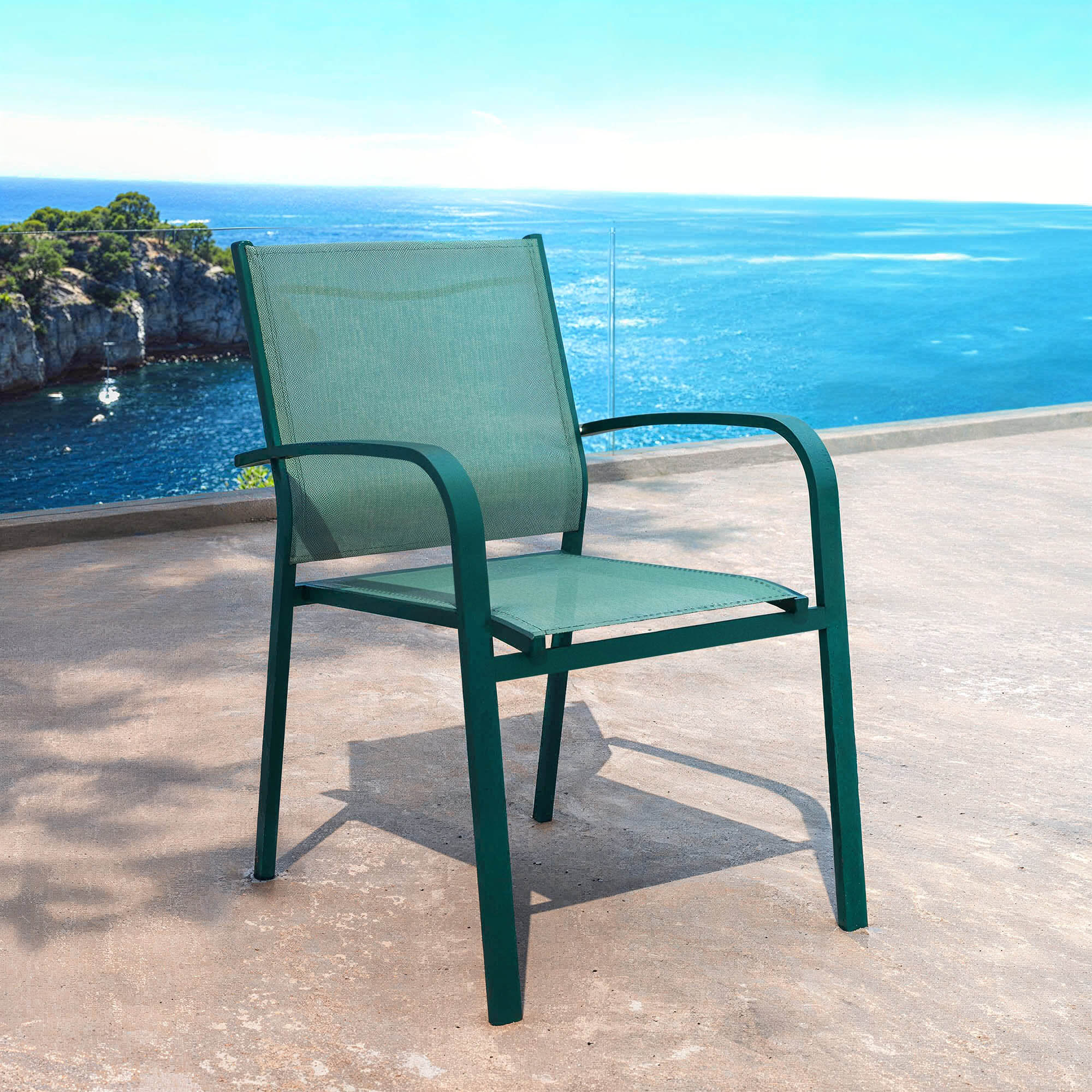 Fauteuil de jardin aluminium empilable Murano Bleu pétrole